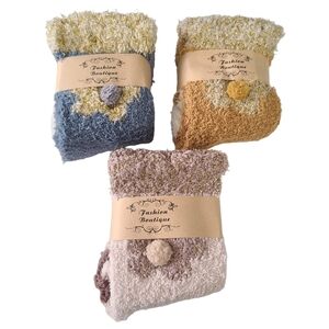 Fashion Boutique Womens Cozy Winter Thermal Fleece Socks Sparkly Set of 3 pairs